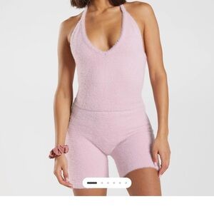 Gymshark Pressed Petal Pink Whitney Eyelash Knit Midi Halter Top Size L